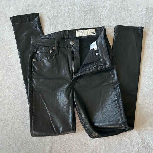 Rag‎ & Bone Coated Black High-Rise Skinny Jeans - Picture 8 of 14